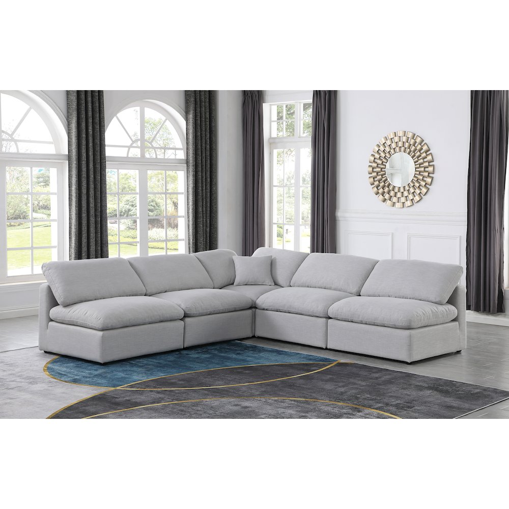 Indulge Grey Linen Textured Fabric Modular Sectional