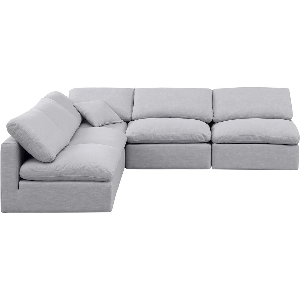 Indulge Grey Linen Textured Fabric Modular Sectional
