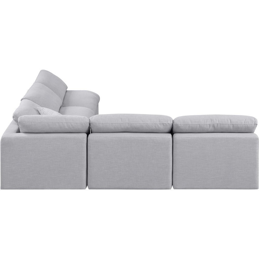 Indulge Grey Linen Textured Fabric Modular Sectional