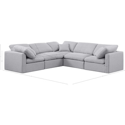 Indulge Grey Linen Textured Fabric Modular Sectional