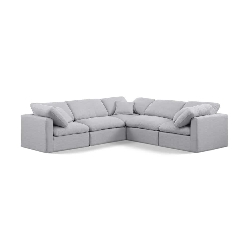 Indulge Grey Linen Textured Fabric Modular Sectional