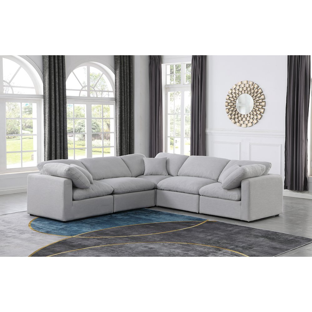 Indulge Grey Linen Textured Fabric Modular Sectional