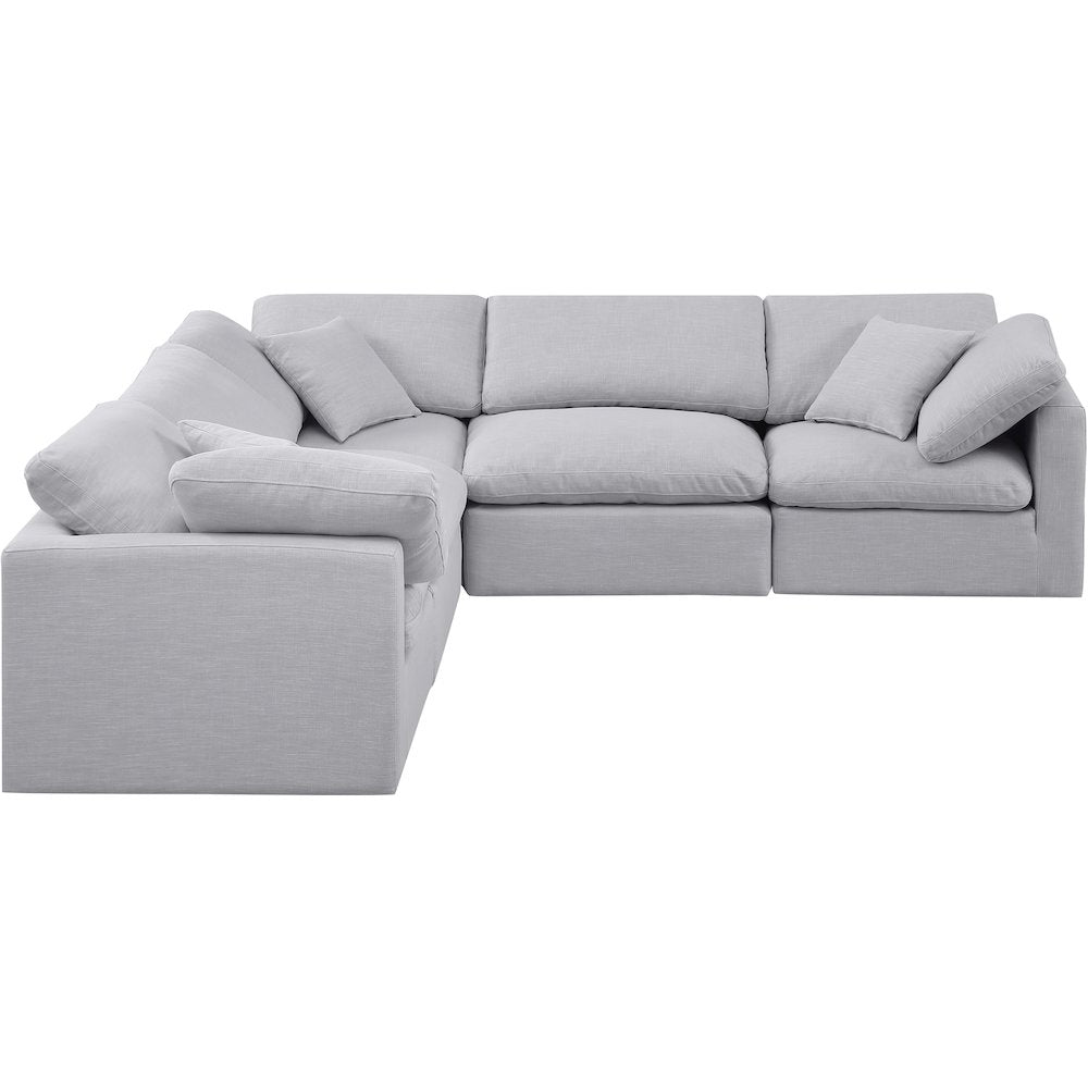 Indulge Grey Linen Textured Fabric Modular Sectional