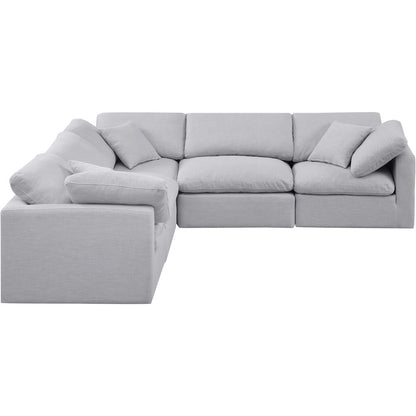Indulge Grey Linen Textured Fabric Modular Sectional