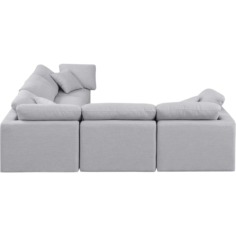 Indulge Grey Linen Textured Fabric Modular Sectional