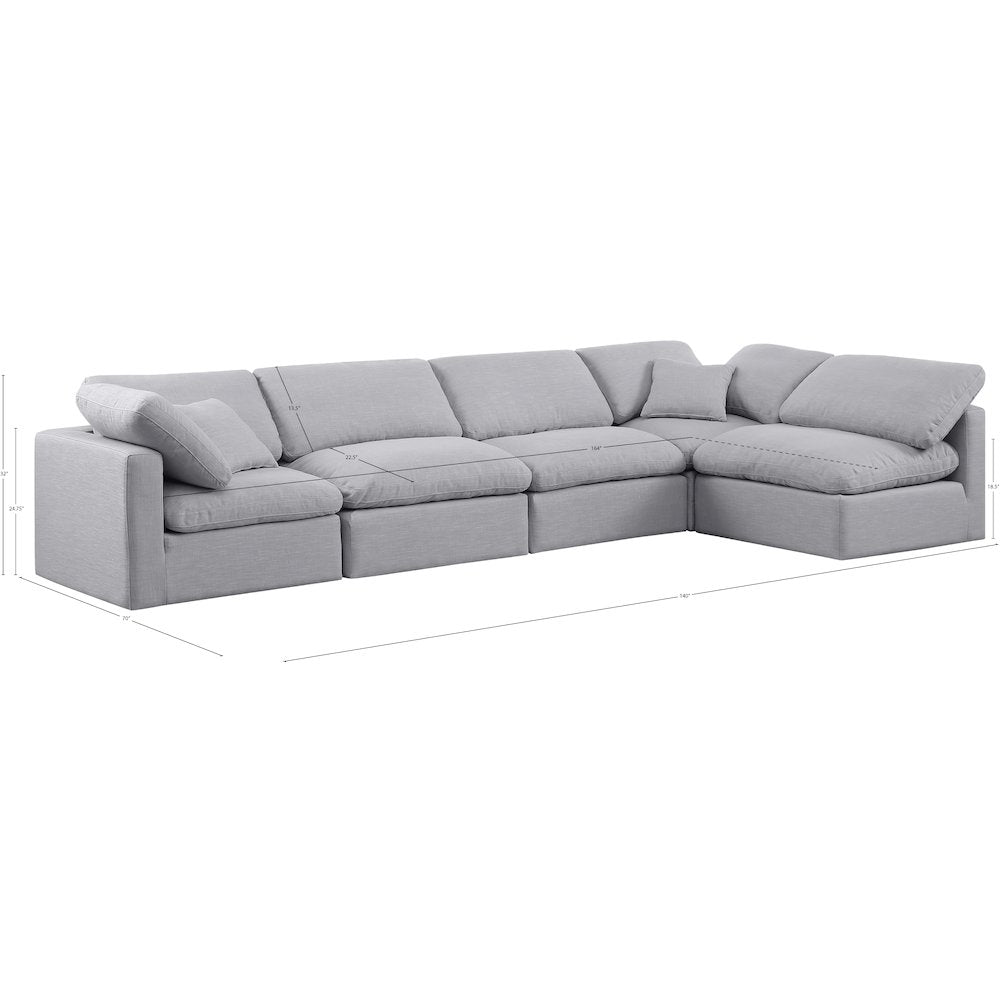 Indulge Grey Linen Textured Fabric Modular Sectional