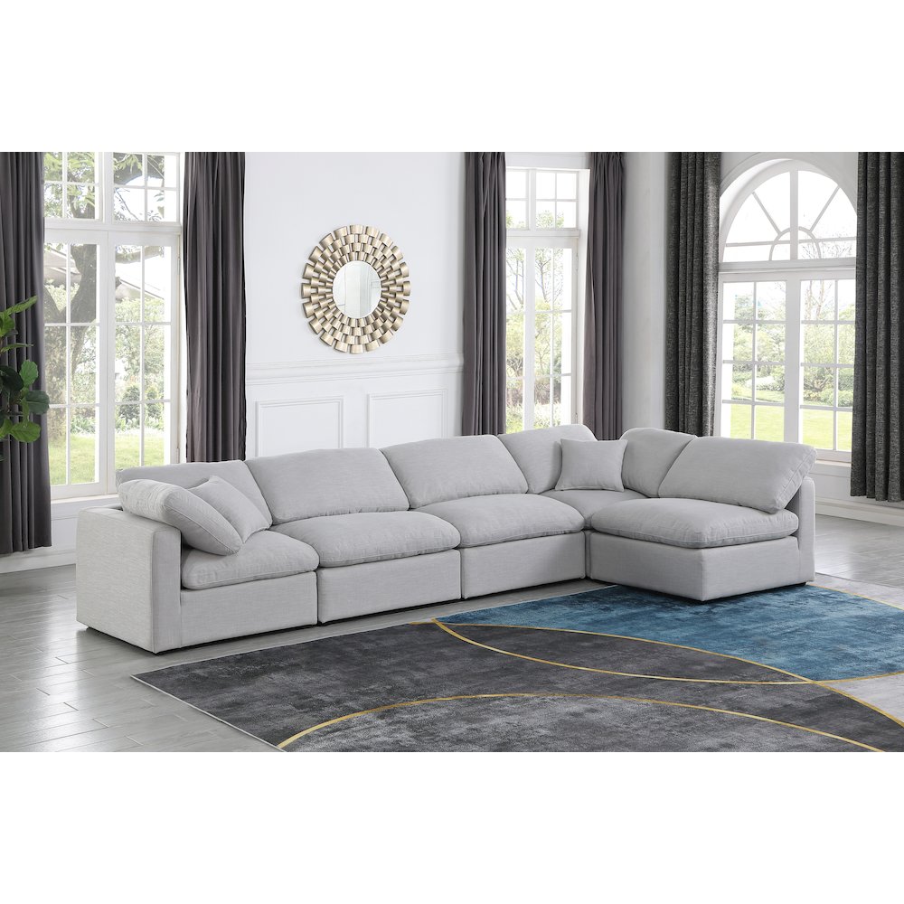 Indulge Grey Linen Textured Fabric Modular Sectional