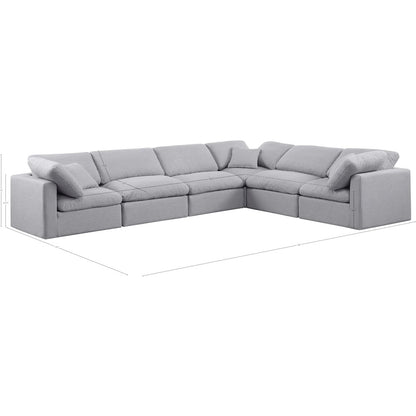 Indulge Grey Linen Textured Fabric Modular Sectional