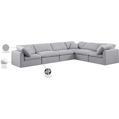 Indulge Grey Linen Textured Fabric Modular Sectional