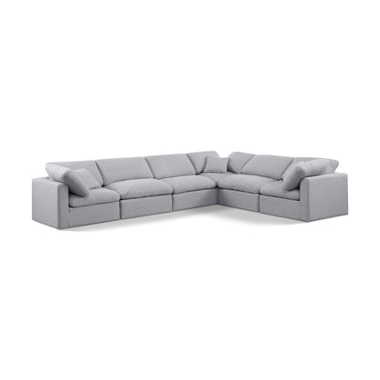 Indulge Grey Linen Textured Fabric Modular Sectional