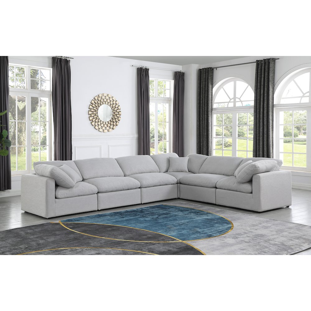 Indulge Grey Linen Textured Fabric Modular Sectional