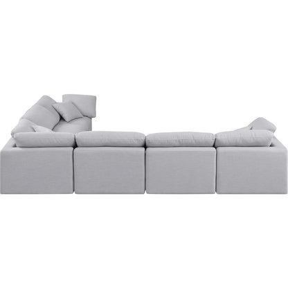 Indulge Grey Linen Textured Fabric Modular Sectional