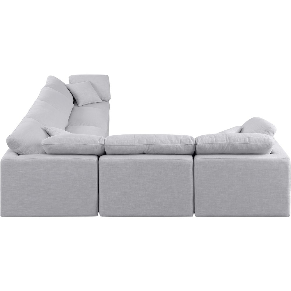 Indulge Grey Linen Textured Fabric Modular Sectional