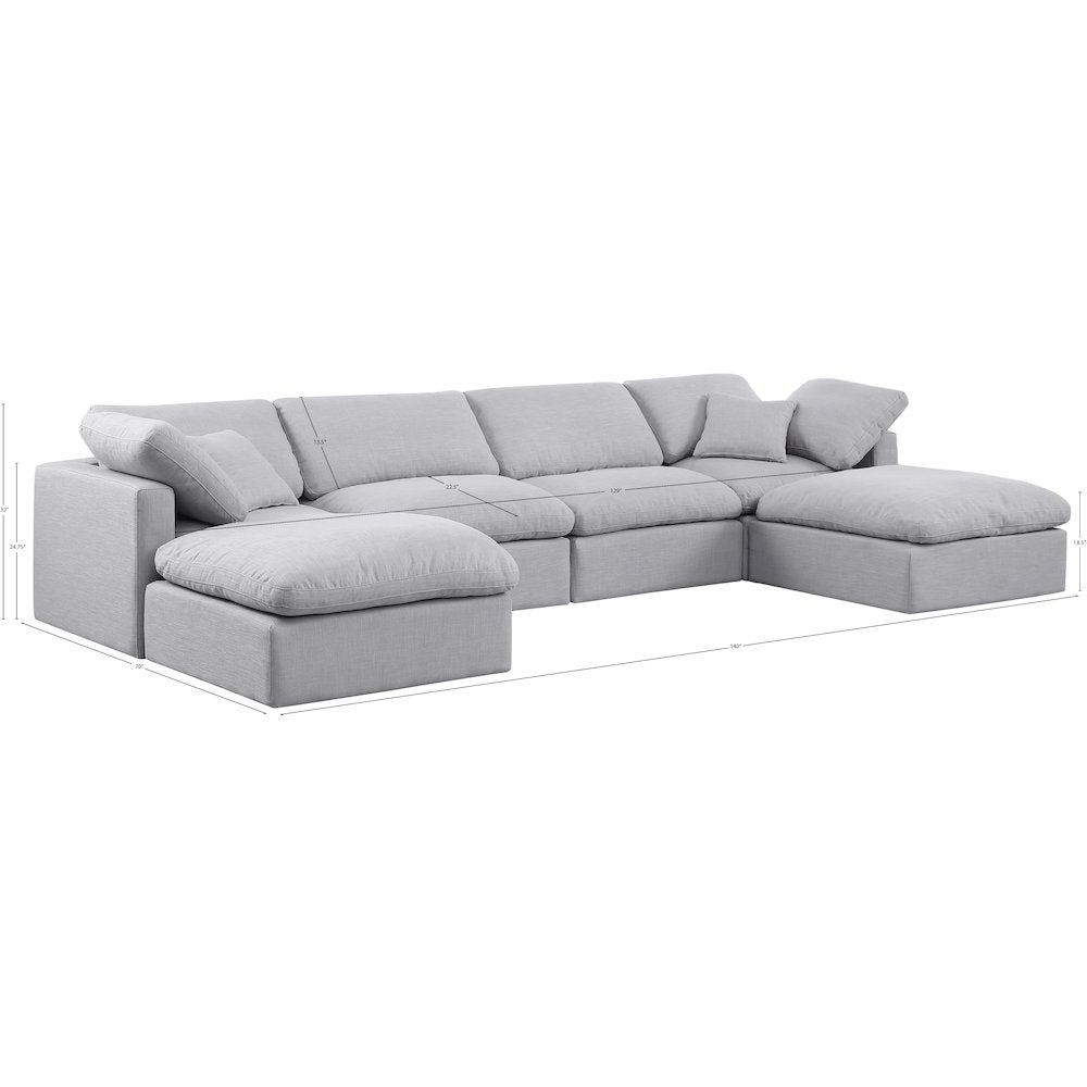 Indulge Grey Linen Textured Fabric Modular Sectional