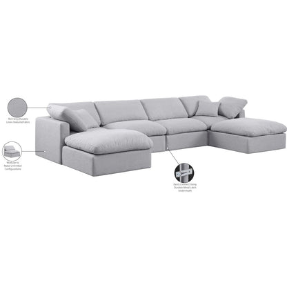 Indulge Grey Linen Textured Fabric Modular Sectional