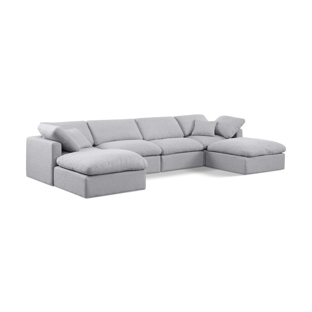 Indulge Grey Linen Textured Fabric Modular Sectional