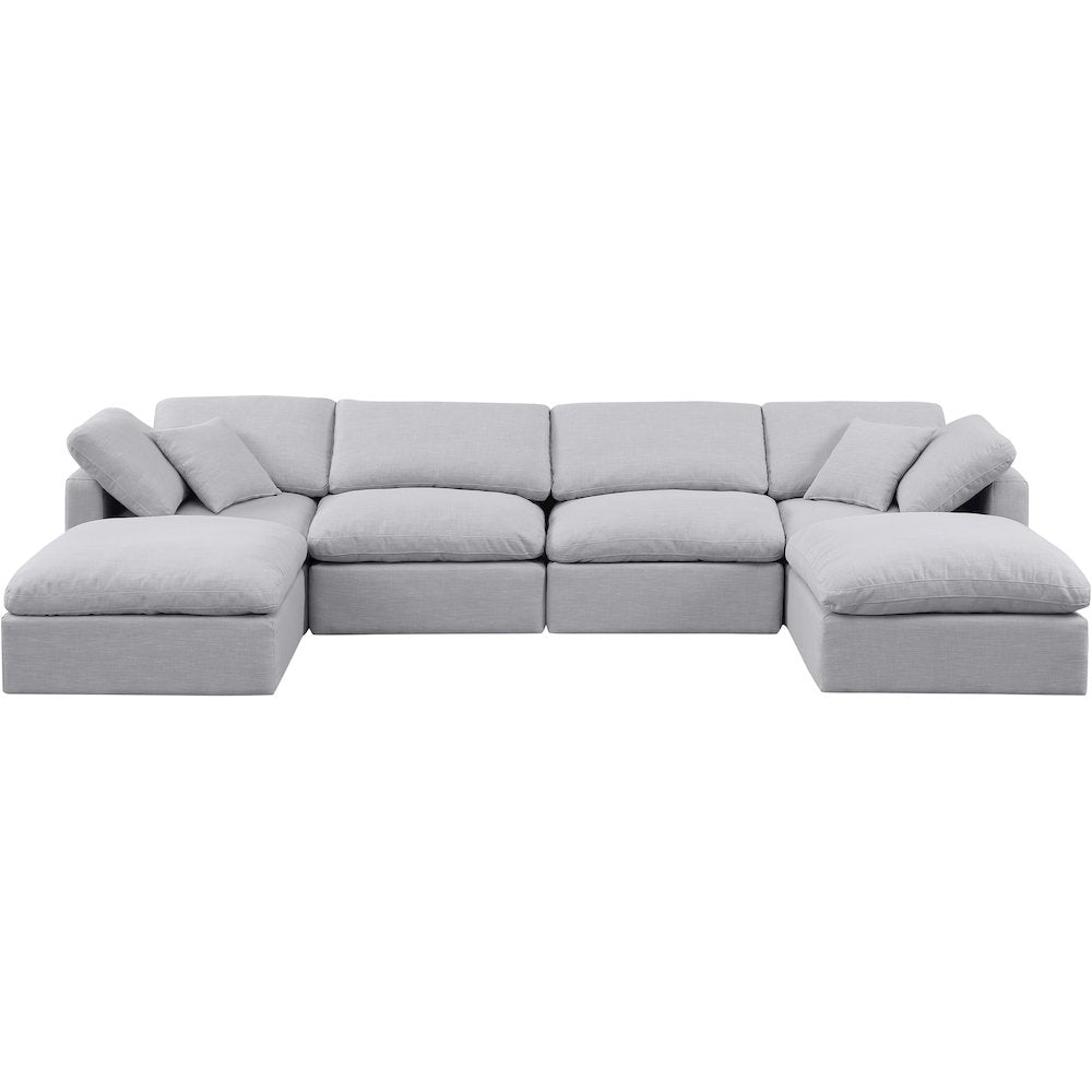 Indulge Grey Linen Textured Fabric Modular Sectional