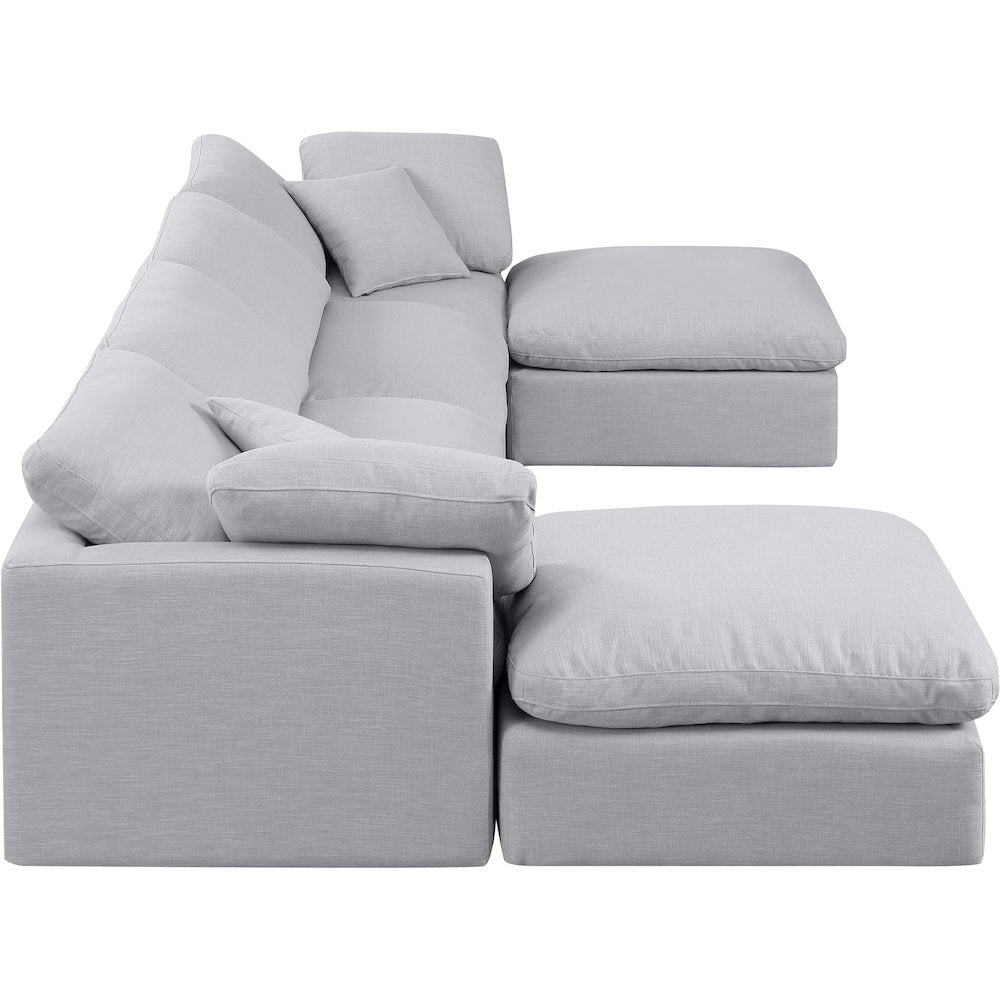 Indulge Grey Linen Textured Fabric Modular Sectional