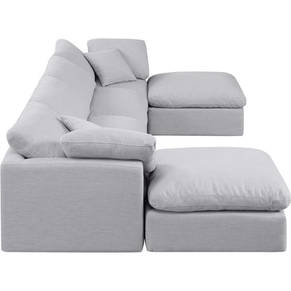 Indulge Grey Linen Textured Fabric Modular Sectional