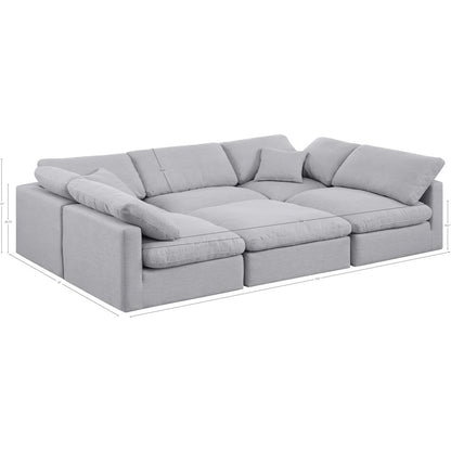 Indulge Grey Linen Textured Fabric Modular Sectional
