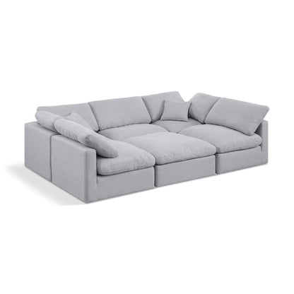 Indulge Grey Linen Textured Fabric Modular Sectional