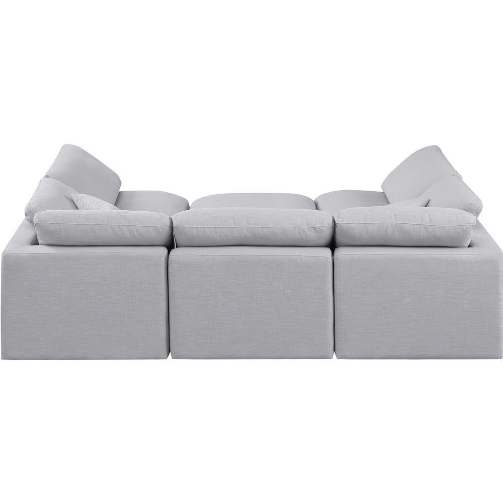 Indulge Grey Linen Textured Fabric Modular Sectional