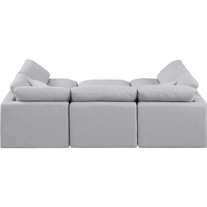 Indulge Grey Linen Textured Fabric Modular Sectional