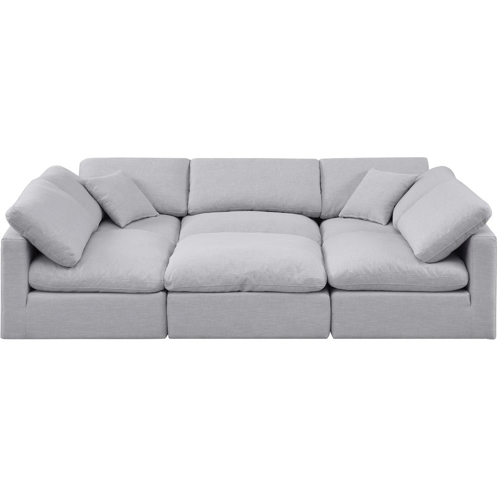 Indulge Grey Linen Textured Fabric Modular Sectional