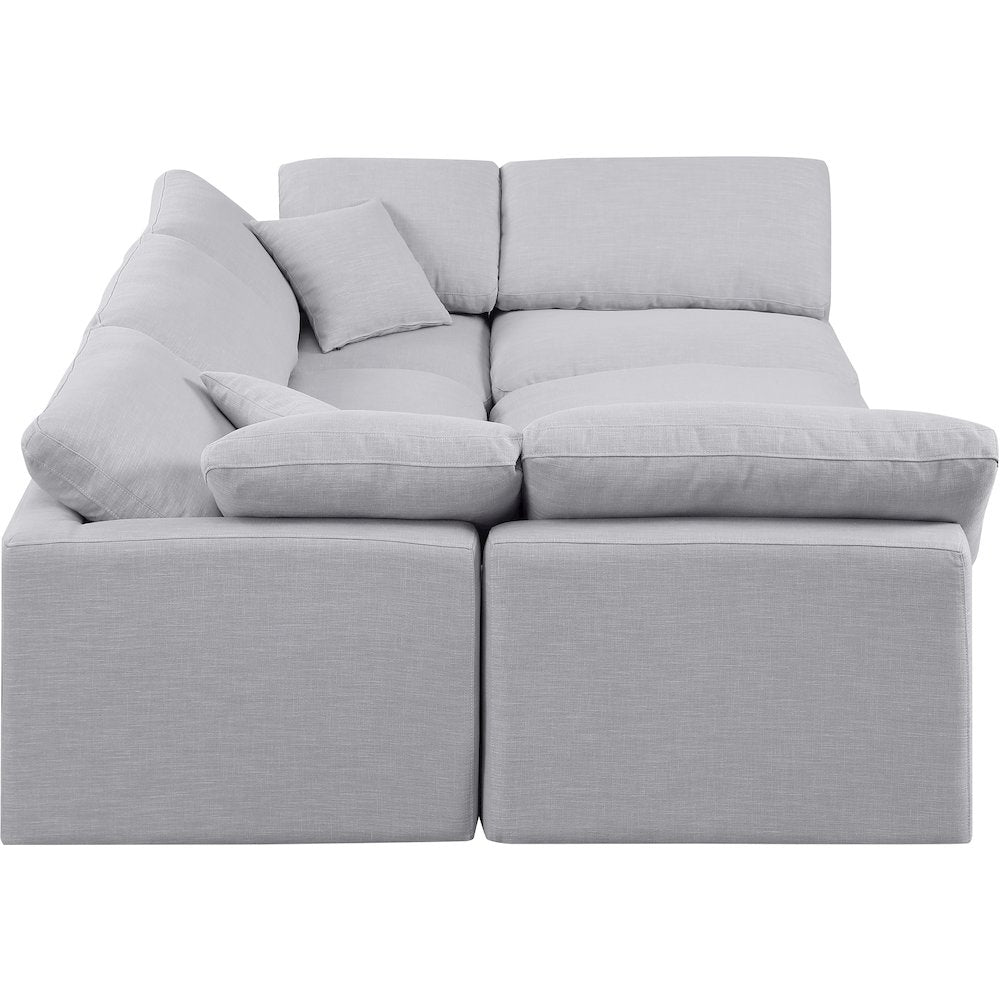 Indulge Grey Linen Textured Fabric Modular Sectional