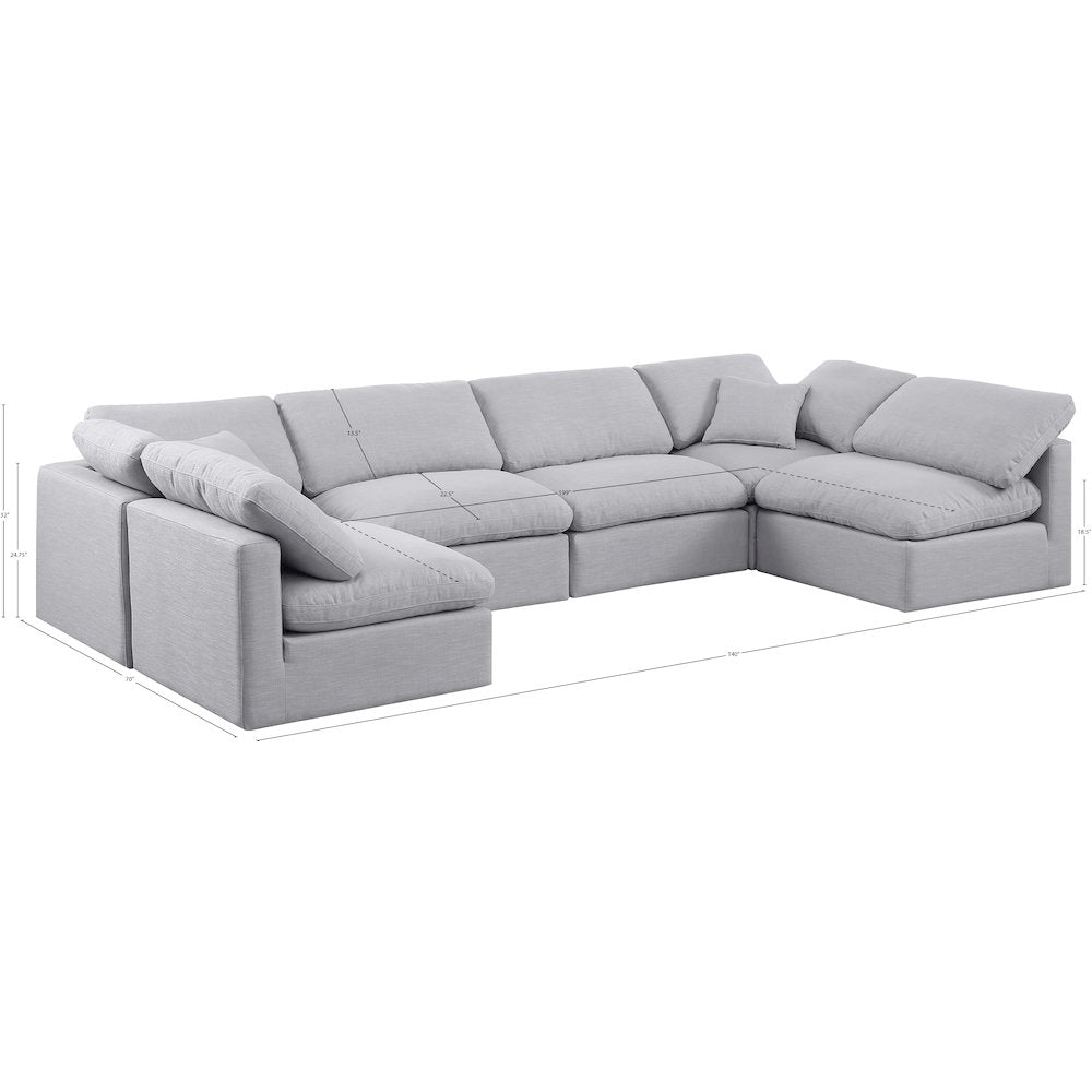 Indulge Grey Linen Textured Fabric Modular Sectional