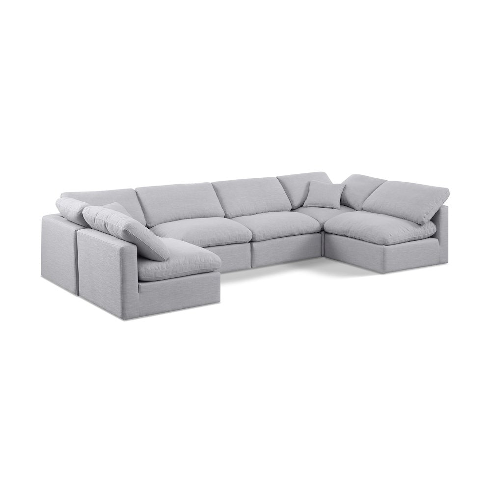 Indulge Grey Linen Textured Fabric Modular Sectional