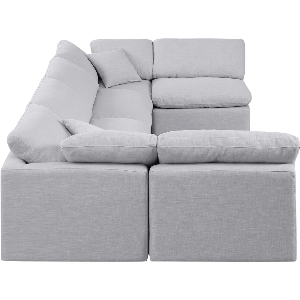 Indulge Grey Linen Textured Fabric Modular Sectional