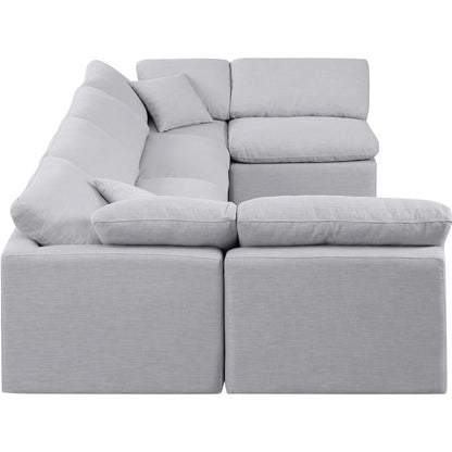 Indulge Grey Linen Textured Fabric Modular Sectional