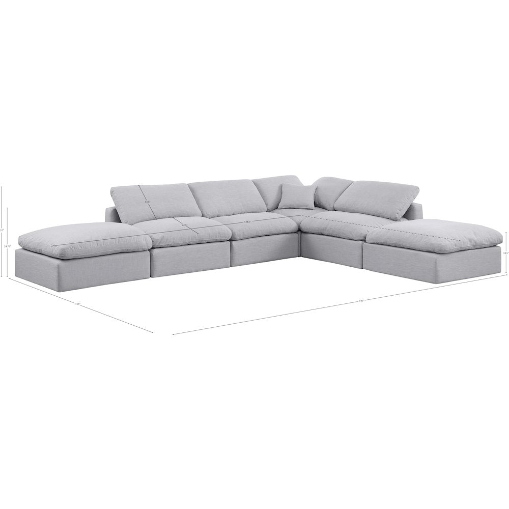 Indulge Grey Linen Textured Fabric Modular Sectional
