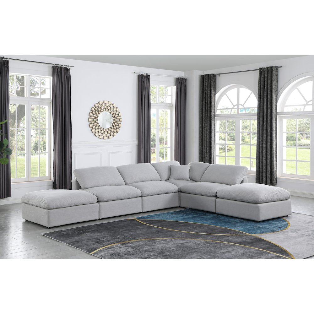 Indulge Grey Linen Textured Fabric Modular Sectional