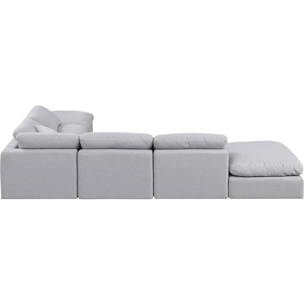 Indulge Grey Linen Textured Fabric Modular Sectional