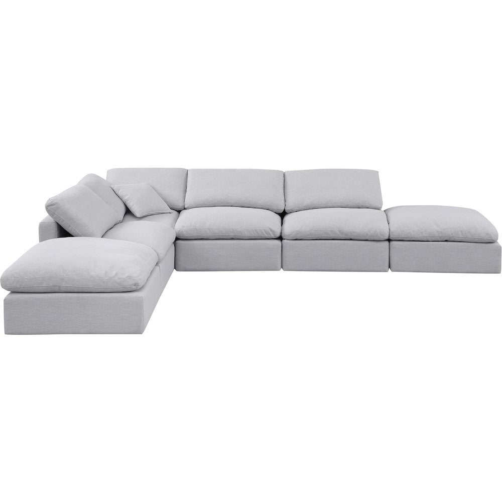 Indulge Grey Linen Textured Fabric Modular Sectional