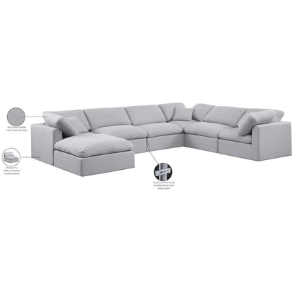 Indulge Grey Linen Textured Fabric Modular Sectional