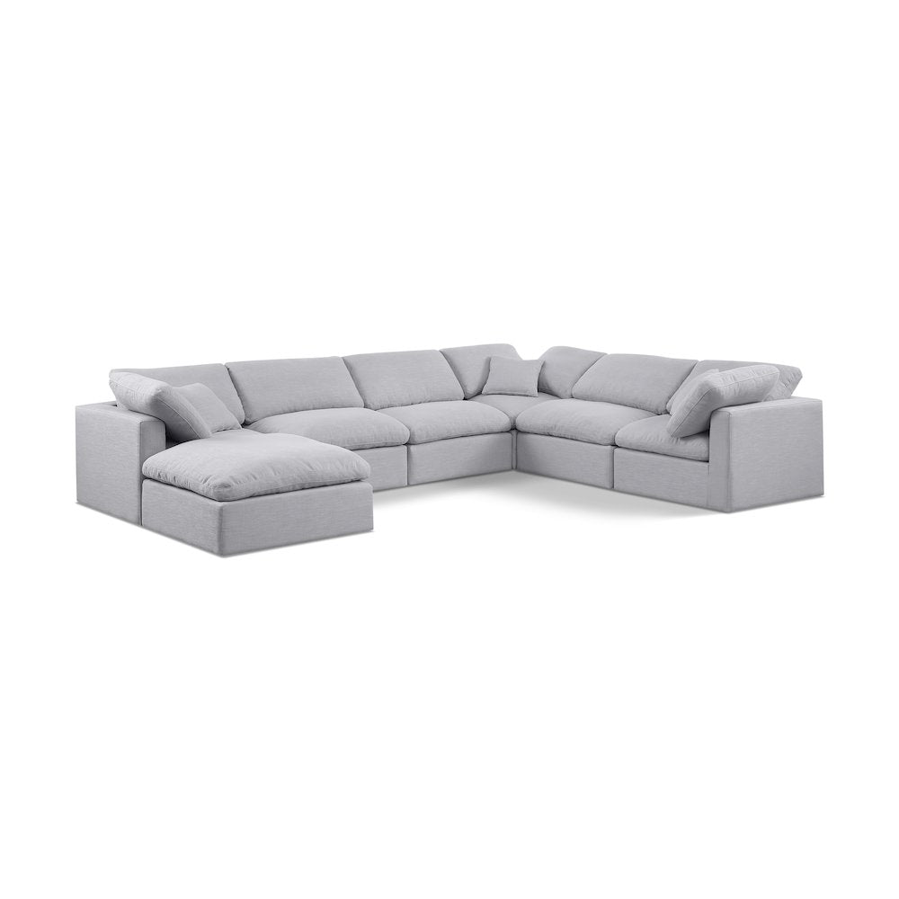 Indulge Grey Linen Textured Fabric Modular Sectional