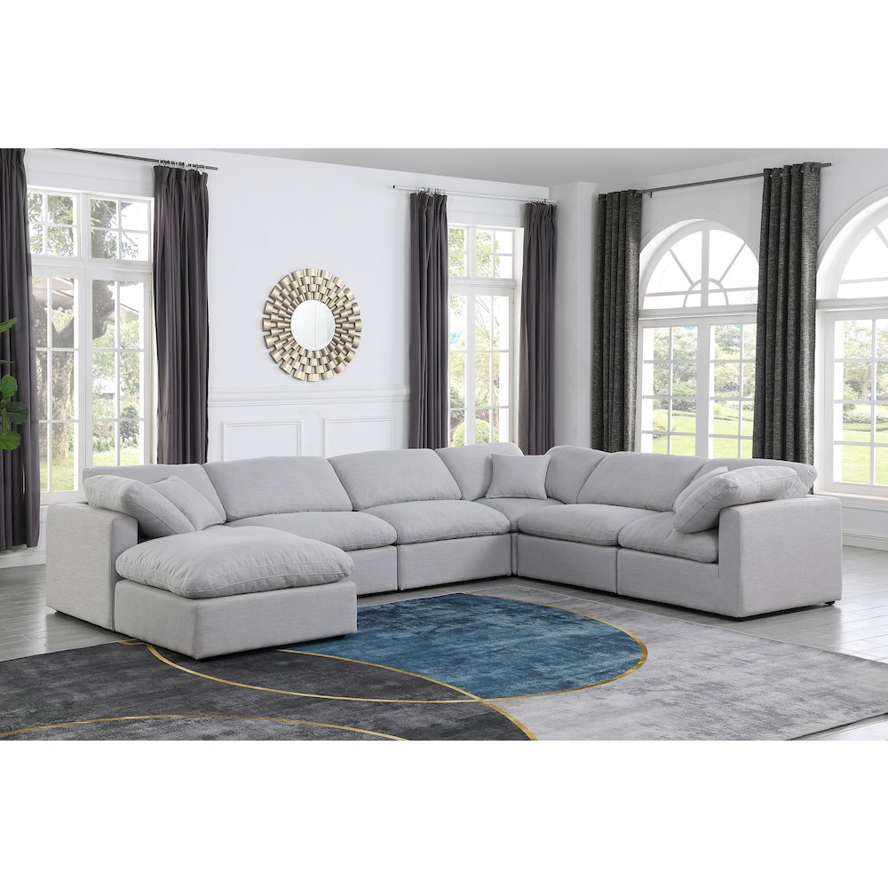 Indulge Grey Linen Textured Fabric Modular Sectional