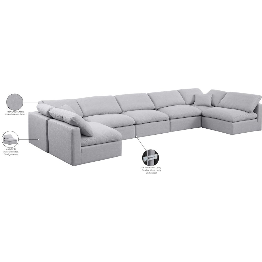 Indulge Grey Linen Textured Fabric Modular Sectional