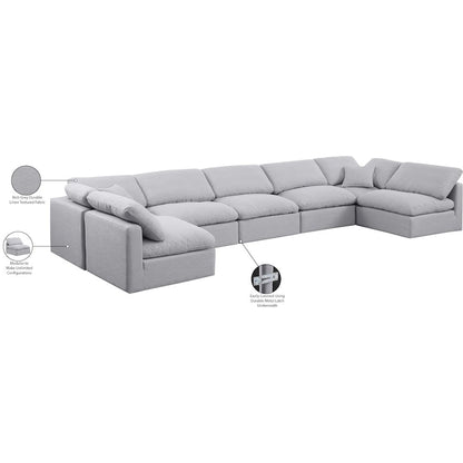Indulge Grey Linen Textured Fabric Modular Sectional