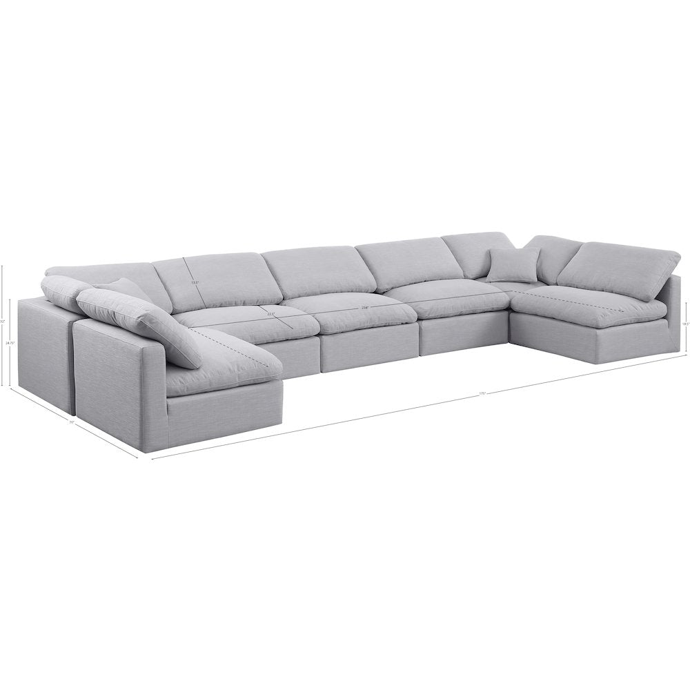 Indulge Grey Linen Textured Fabric Modular Sectional