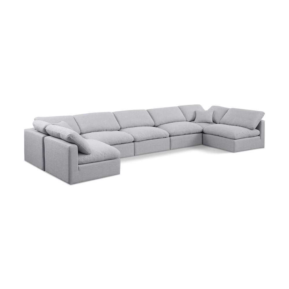Indulge Grey Linen Textured Fabric Modular Sectional