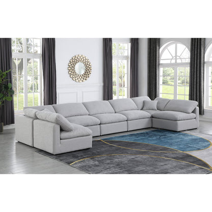 Indulge Grey Linen Textured Fabric Modular Sectional