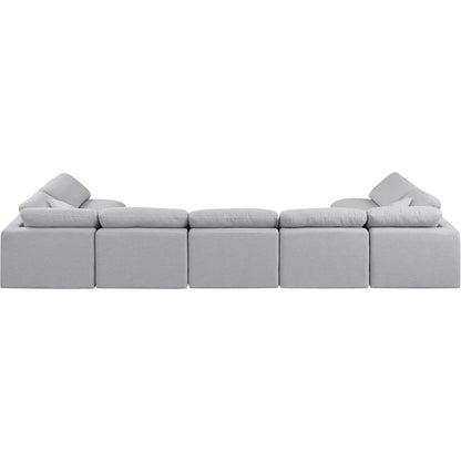 Indulge Grey Linen Textured Fabric Modular Sectional
