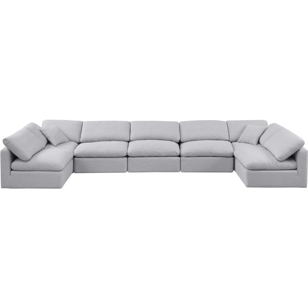 Indulge Grey Linen Textured Fabric Modular Sectional