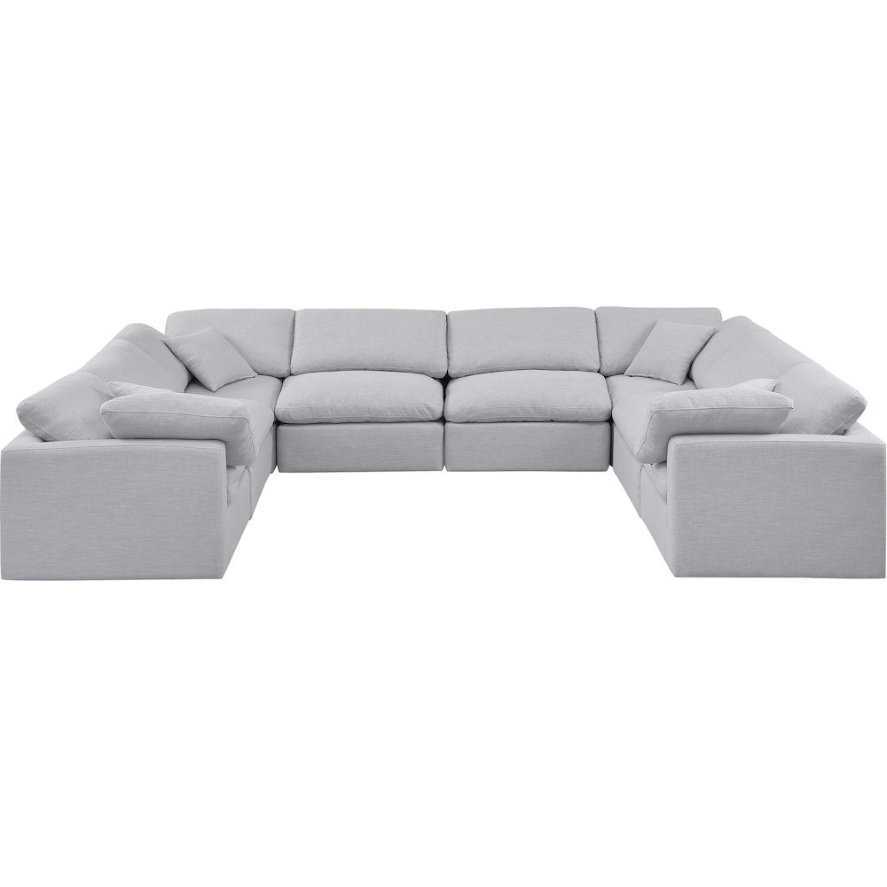 Indulge Grey Linen Textured Fabric Modular Sectional