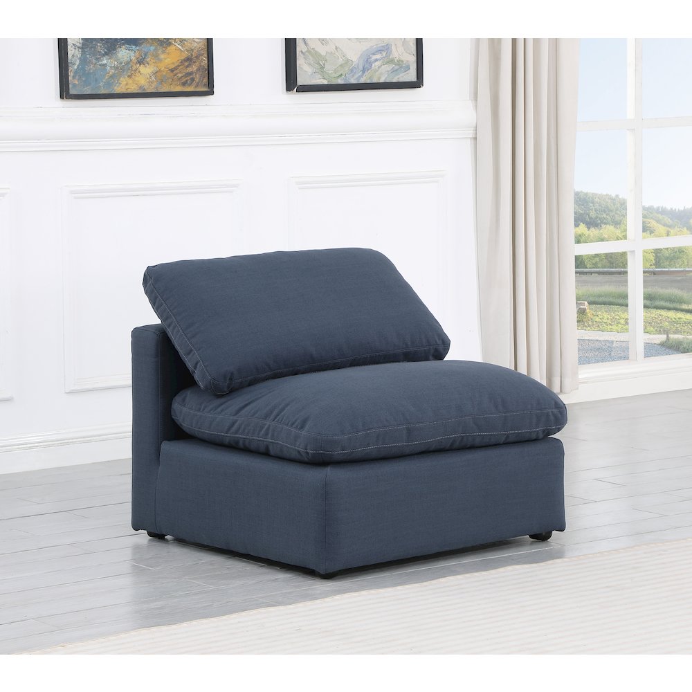 Indulge Navy Linen Textured Fabric Armless Chair