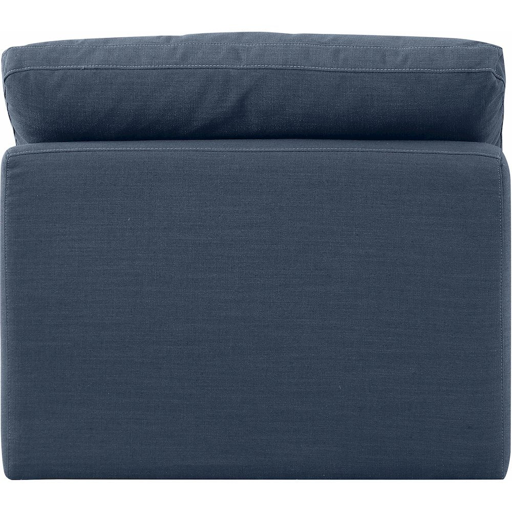 Indulge Navy Linen Textured Fabric Armless Chair
